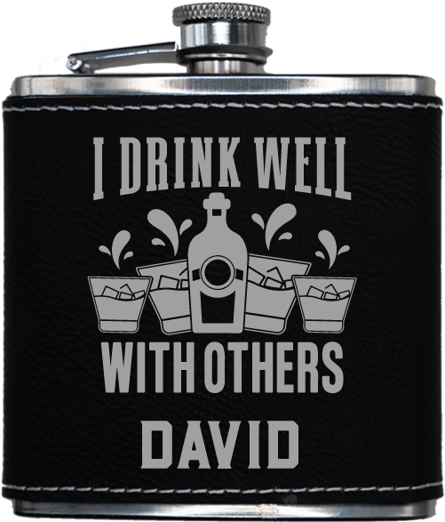 Leatherette Flask - Silver Engraving