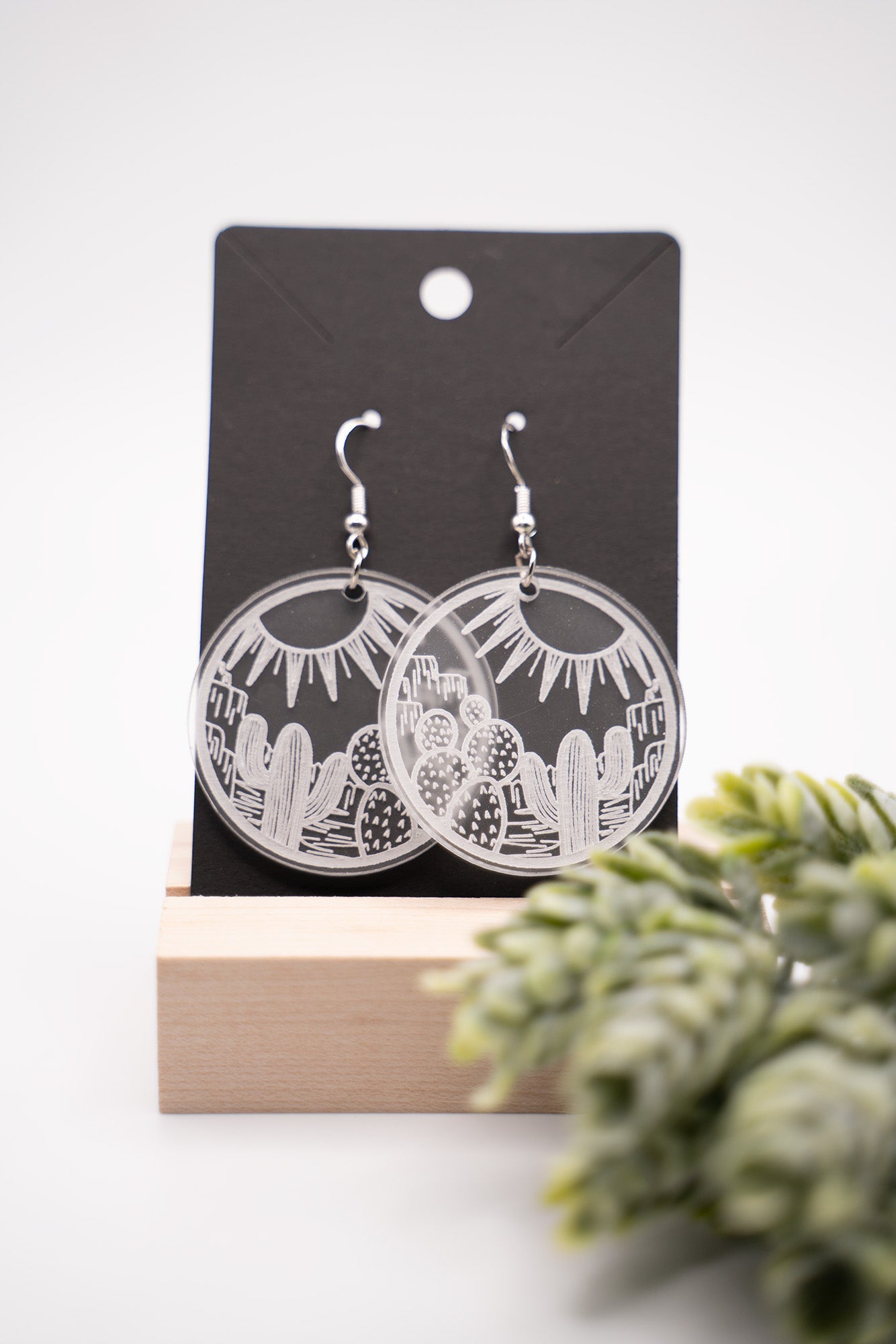 Circle Desert Engraved Acrylic Earrings