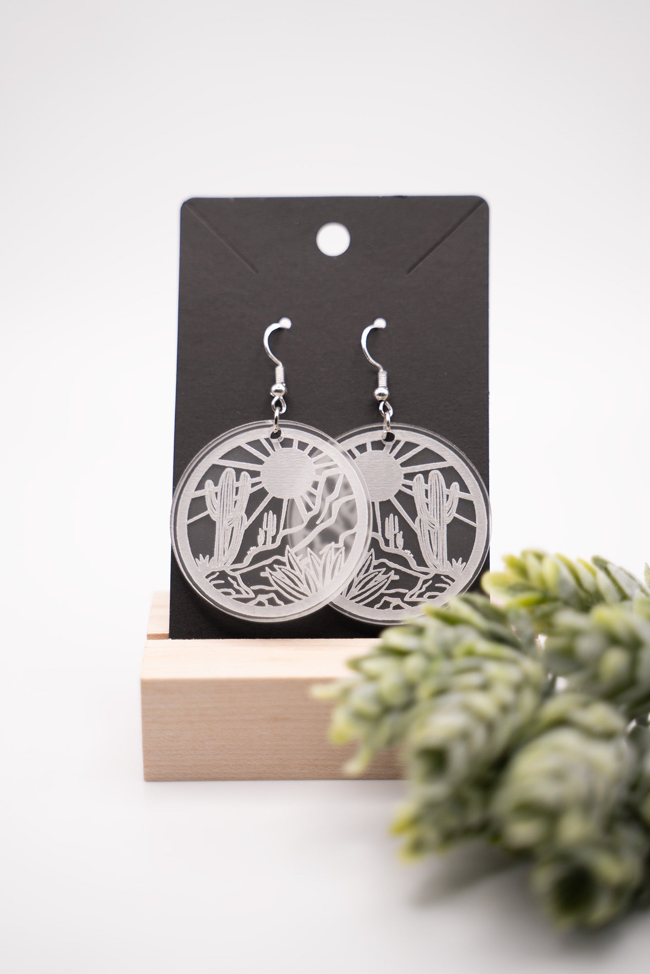 Circle Desert Engraved Acrylic Earrings