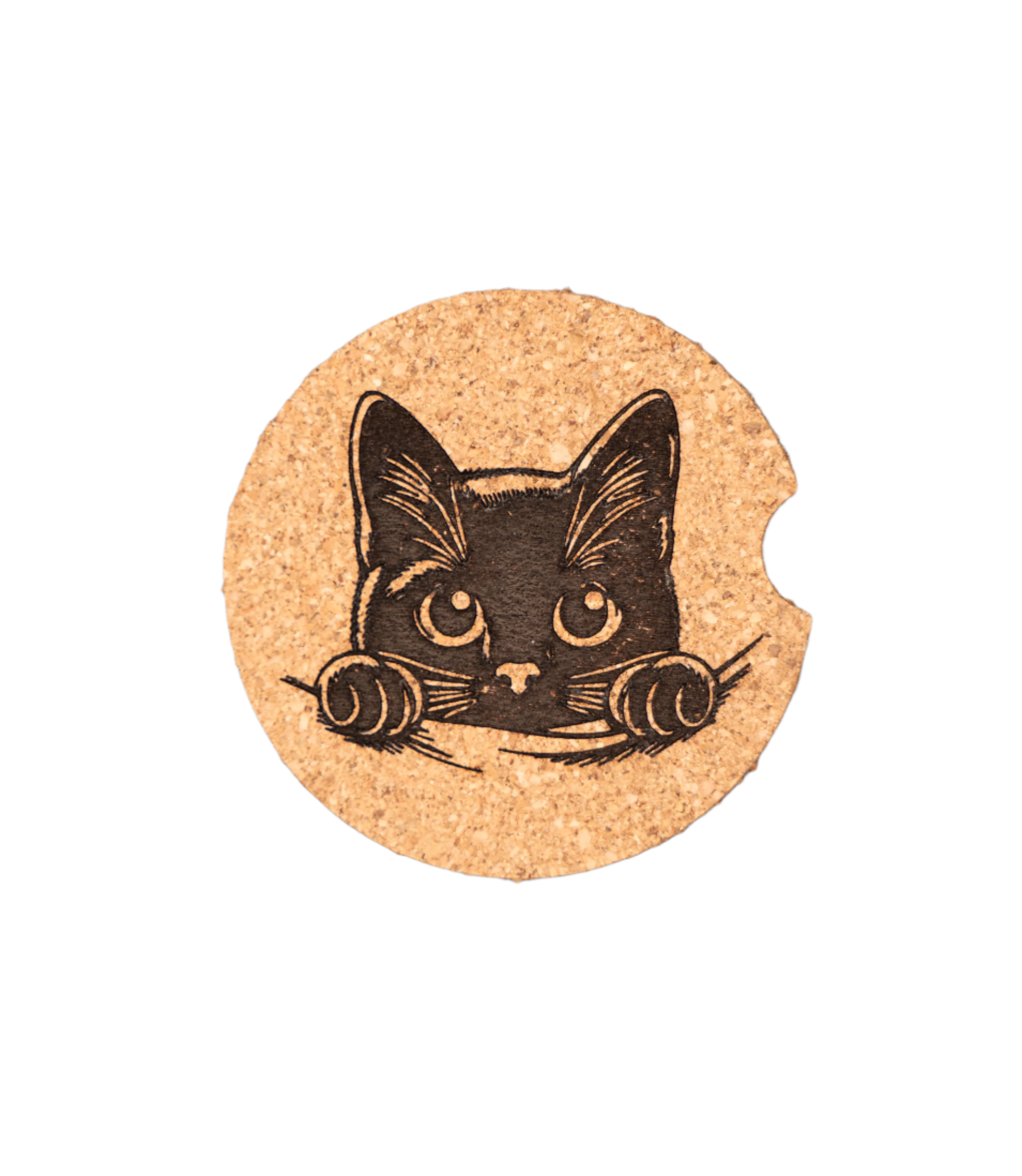 Peeking Black Cat Car Coaster