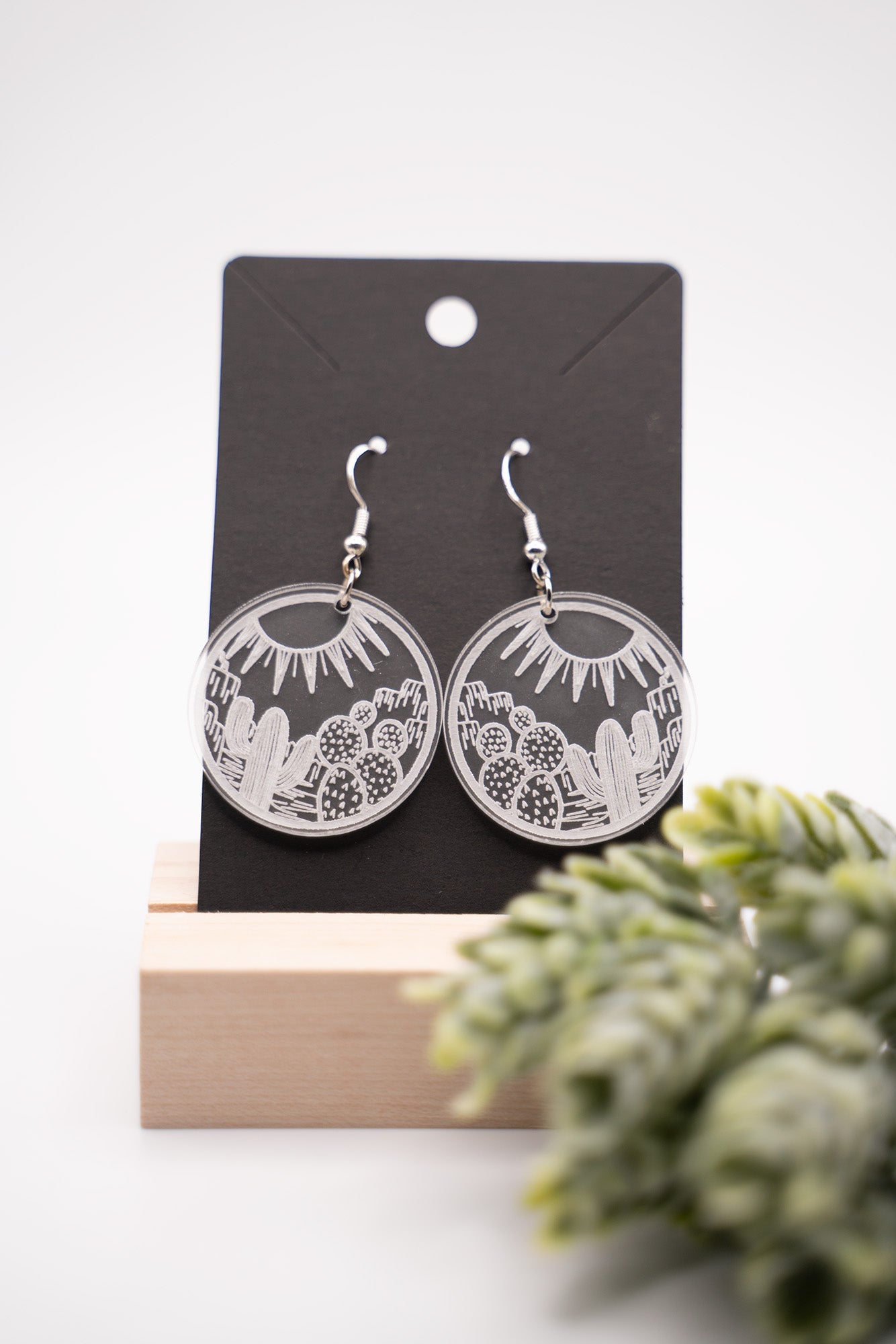 Circle Desert Engraved Acrylic Earrings