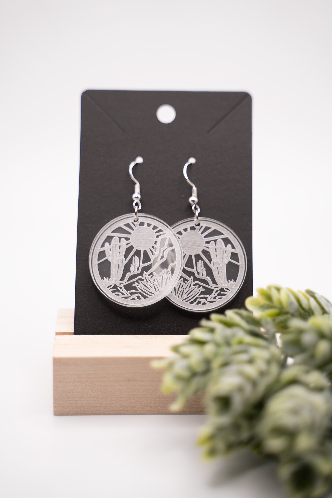 Circle Desert Engraved Acrylic Earrings